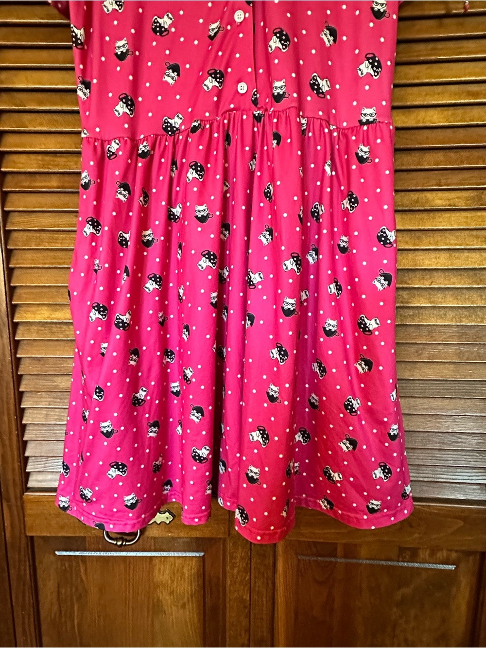 Unique Vintage Retro Cats in Teacups Bright Pink, Black and White Swing Dress - Picture 4 of 12